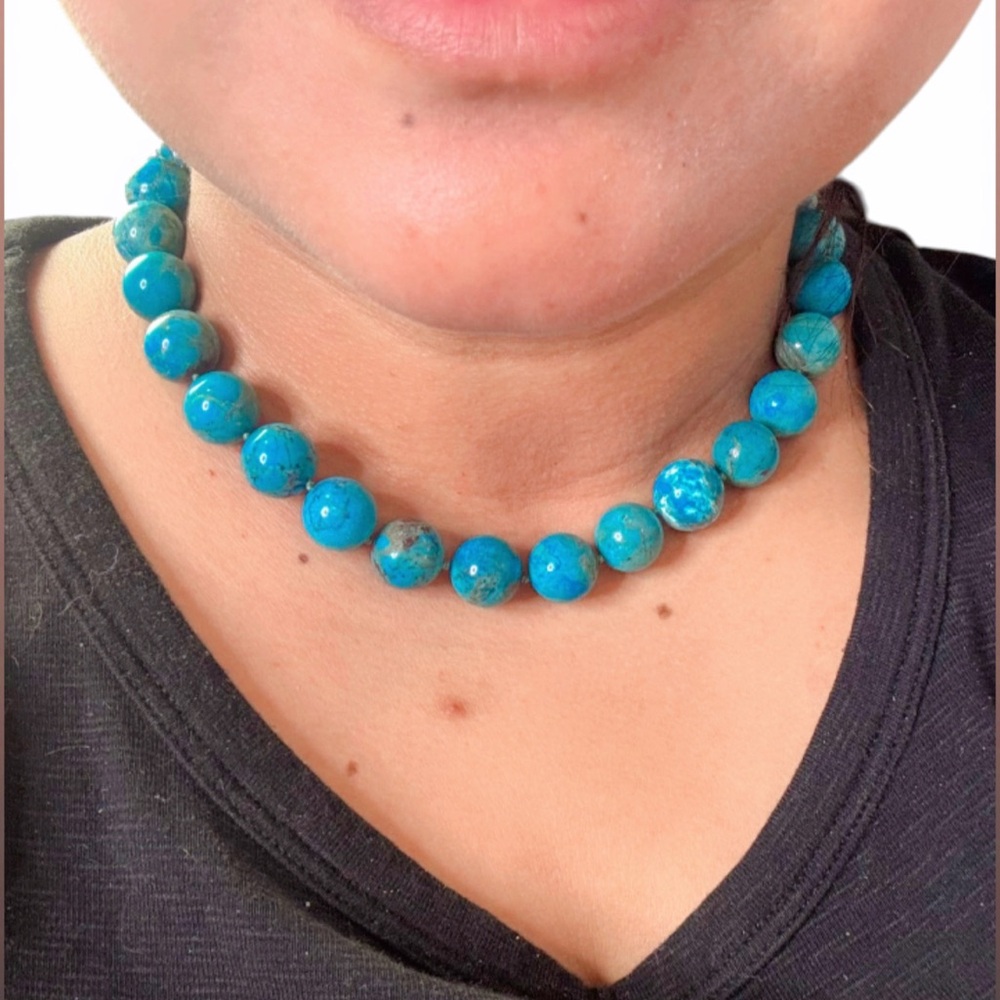 WK Whitney Kelly Turquoise beaded Necklace Sterling Signed